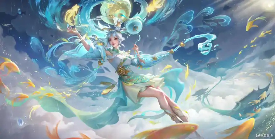 4k古风壁纸 - 鱼 - 蓝色 - 阿离「哲风壁纸」