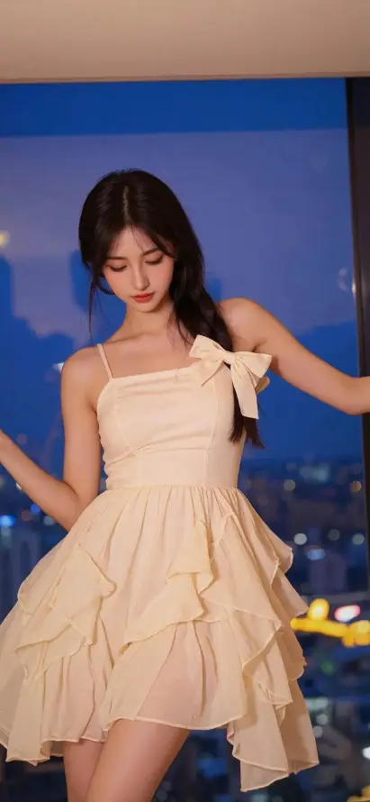 4k城市壁纸 - 夜景 - 美女 - 裙装「哲风壁纸」