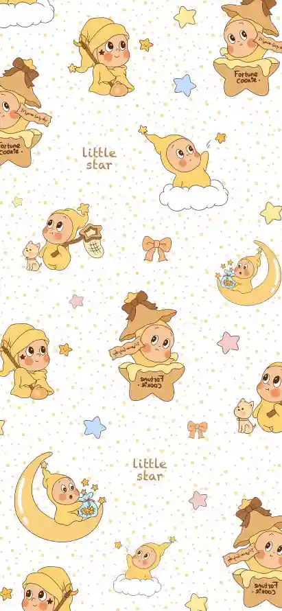 4k可爱壁纸 - 星星 - 月亮 - 星星人「哲风壁纸」
