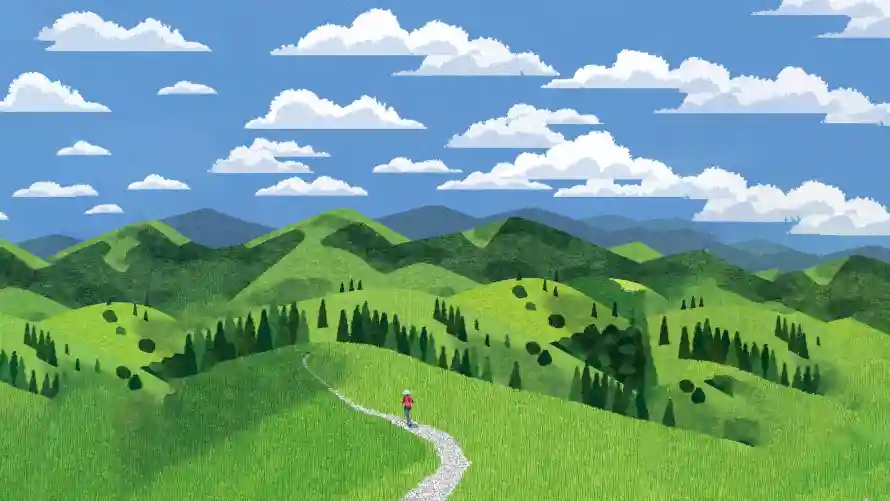 4k手绘风壁纸 - 插画风 - 山间小路 - 绿色山丘「哲风壁纸」 4k手绘风壁纸 - 插画风 - 山间小路 - 绿色山丘「哲风壁纸」