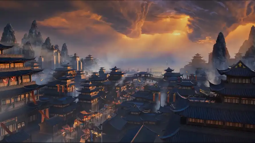 4k城镇壁纸 - 风景 - 黄昏 - 仙侠场景「哲风壁纸」 4k城镇壁纸 - 风景 - 黄昏 - 仙侠场景「哲风壁纸」