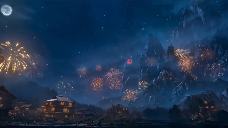 4k夜景壁纸 - 山脉 - 月亮 - 烟花「哲风壁纸」 4k夜景壁纸 - 山脉 - 月亮 - 烟花「哲风壁纸」