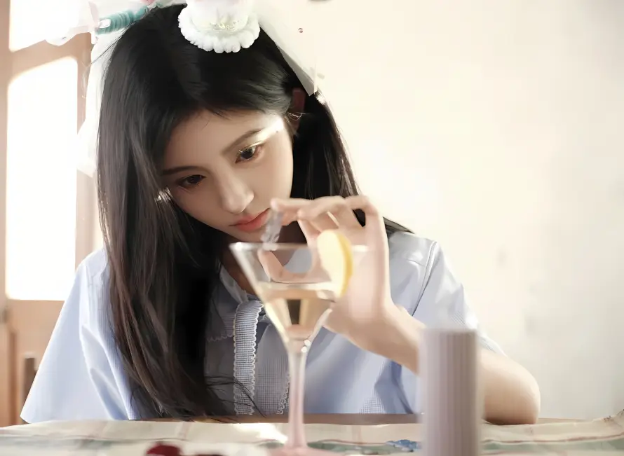 4k室内壁纸 - 明星 - 美女 - 酒杯「哲风壁纸」