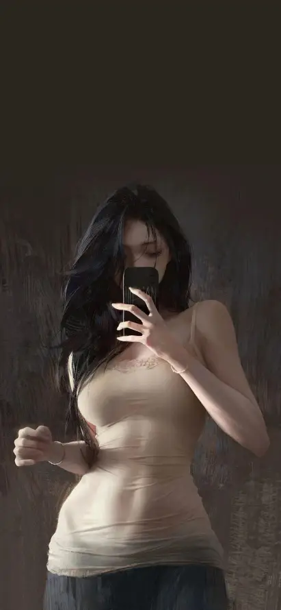 4k手机壁纸 - 美女 - 黑发 - 暗背景「哲风壁纸」