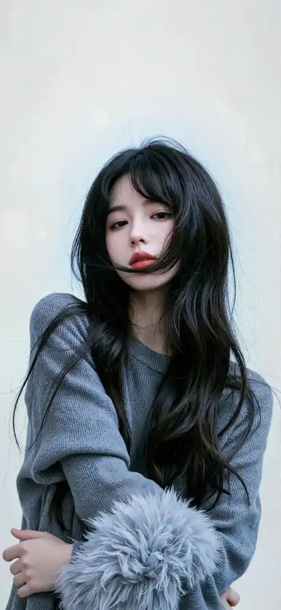 4k手机壁纸壁纸 - 时尚穿搭 - 清冷气质 - 长发美女「哲风壁纸」
