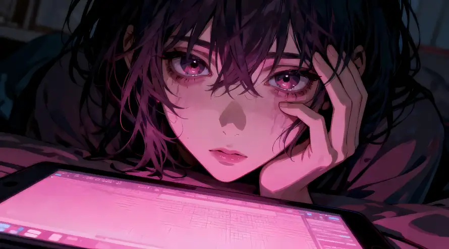 2k动漫壁纸-紫粉调 - 粉瞳-动漫少女壁纸分享「哲风壁纸」