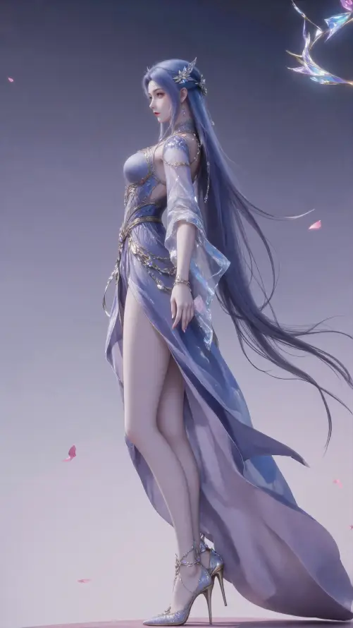 4k古风壁纸 - 蓝发 - 长裙 - 唐舞桐「哲风壁纸」