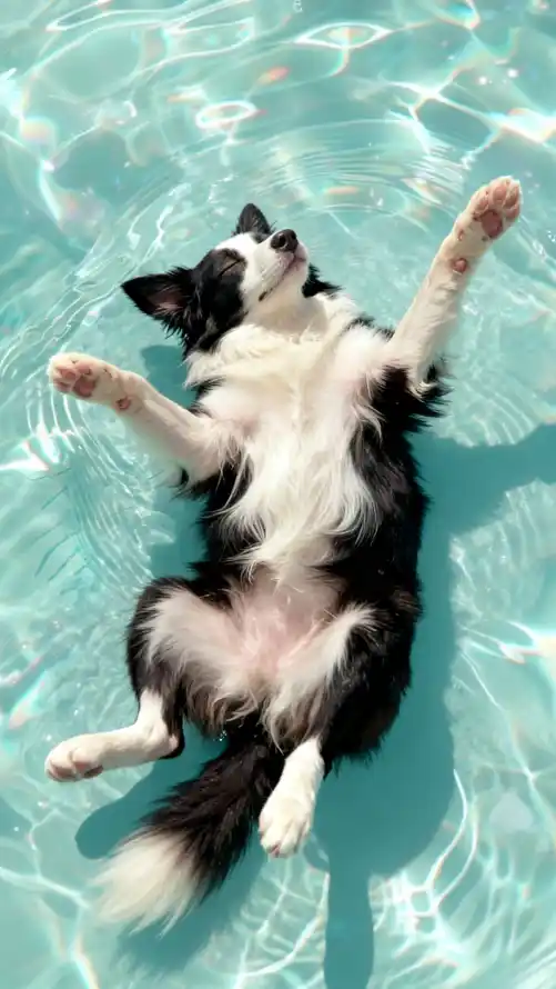 4k戏水壁纸 - 水波 - 游泳 - 狗狗「哲风壁纸」