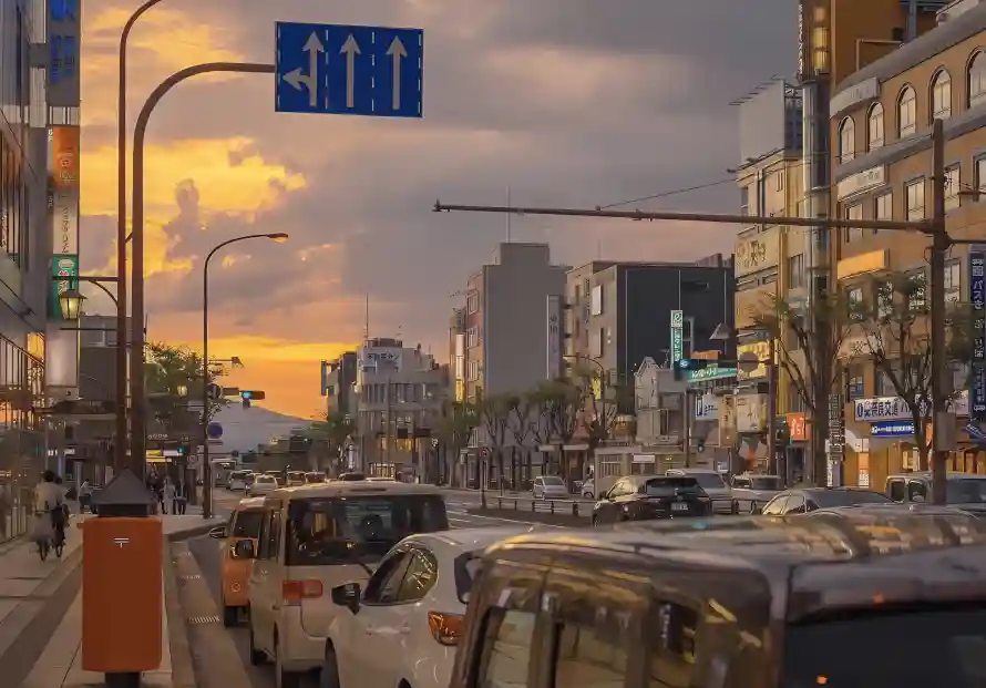 4k城市壁纸 - 夕阳 - 建筑 - 汽车「哲风壁纸」