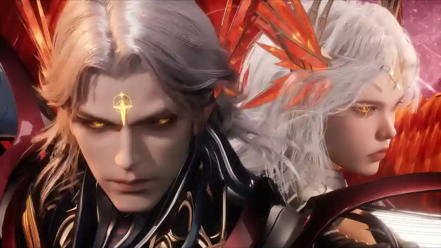 4k白发壁纸 - 红色背景 - 科幻动漫 - 高清壁纸「哲风壁纸」