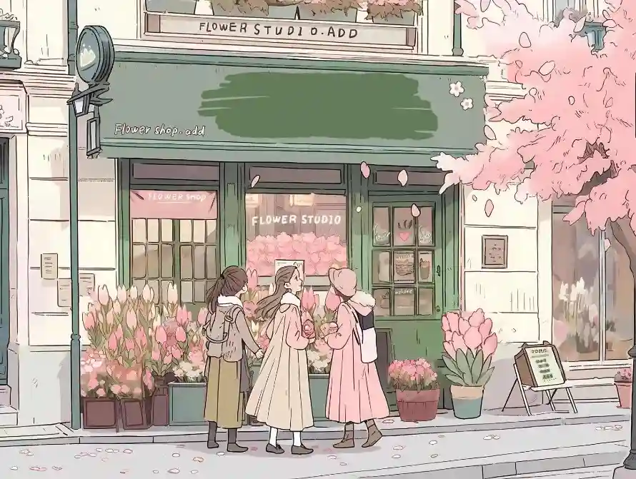 2k女孩壁纸-手绘风壁纸和花店-免费下载「哲风壁纸」