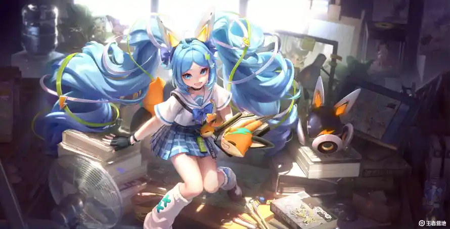 8k校服壁纸-双马尾壁纸和蓝发-机械宠物热门的壁纸「哲风壁纸」