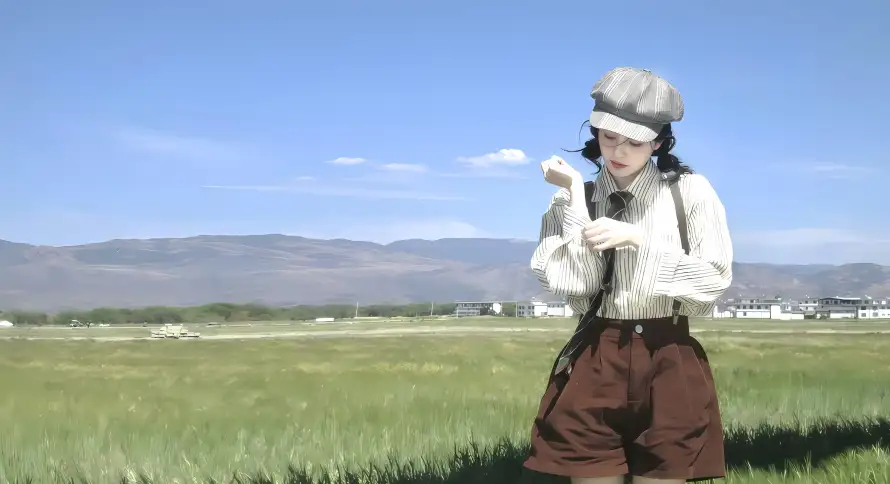 4k田野壁纸 - 白鹿 - 草地 - 蓝天「哲风壁纸」