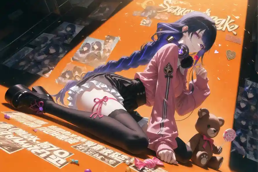 4k原神壁纸-AI原神与布偶小熊-橙色光影「哲风壁纸」