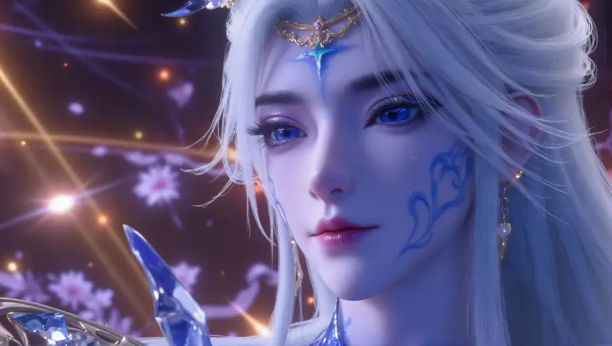 4k古风壁纸 - 白发 - 莫仙 - 蓝瞳「哲风壁纸」