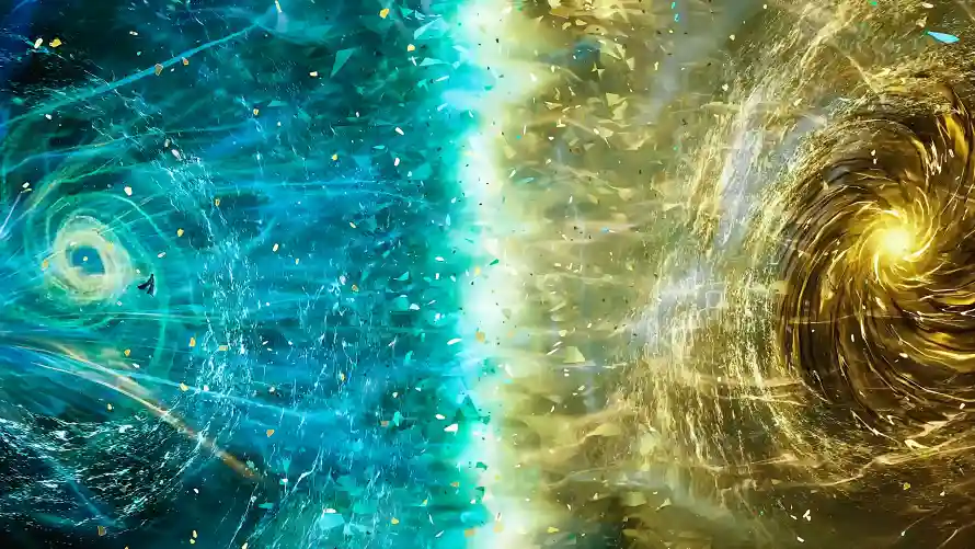 4k星云壁纸-能量漩涡壁纸和特效-蓝黄对比免费下载「哲风壁纸」