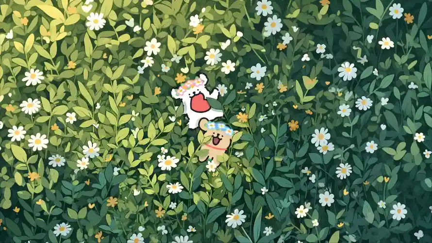 4k可爱壁纸 - 花朵 - 草丛 - 白花草丛「哲风壁纸」