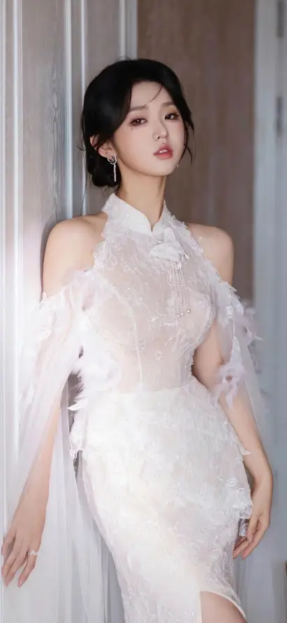 4k美女壁纸 - 优雅 - 白色礼服 - 手机壁纸「哲风壁纸」