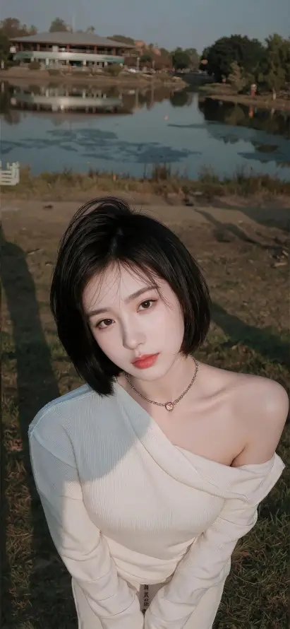 4k清新壁纸 - 手机壁纸 - 短发美女 - 户外风景「哲风壁纸」