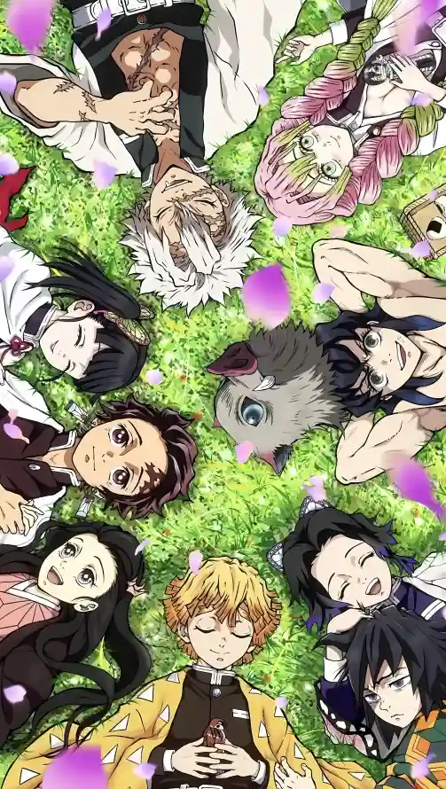 4k合影壁纸 - 花瓣 - 草地 - 角色「哲风壁纸」