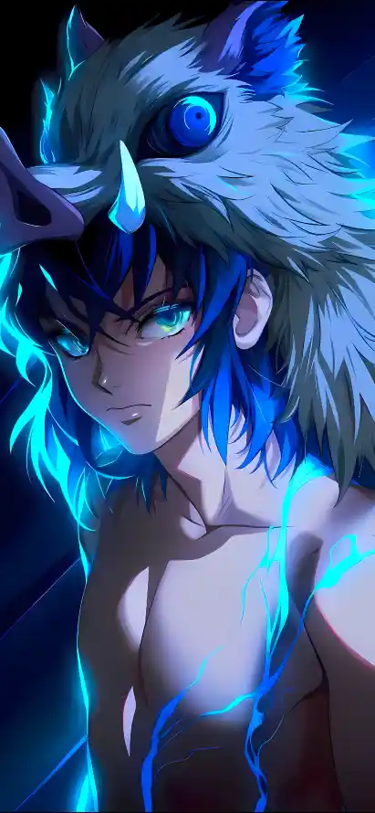 4k裸身壁纸 - 伊之助 - 兽头装饰 - 动漫角色「哲风壁纸」