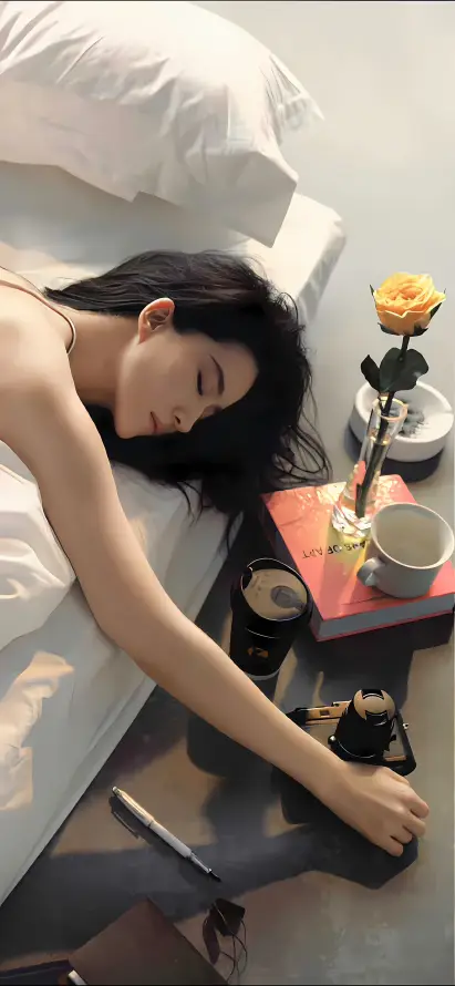 4k侧卧壁纸 - 床上 - 明星 - 静谧「哲风壁纸」