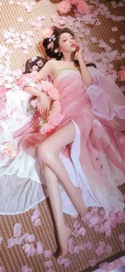 4k花瓣壁纸 - 躺姿 - 古风服饰 - 古风美女「哲风壁纸」