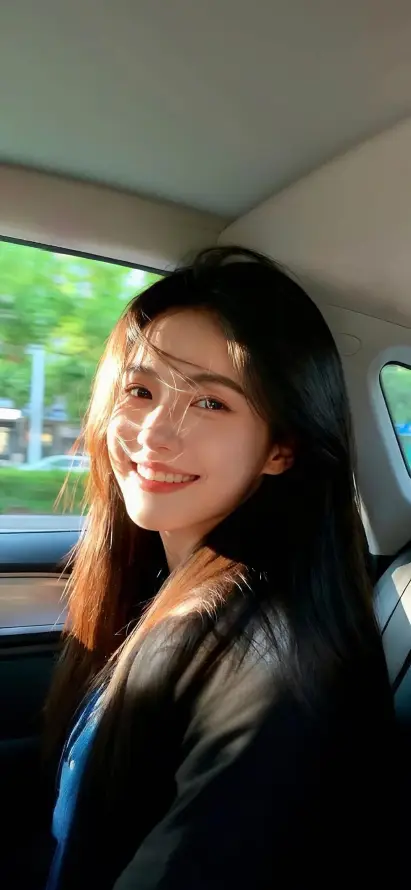 4k手机壁纸壁纸 - 眼镜美女 - 车内美女 - 长发美女「哲风壁纸」