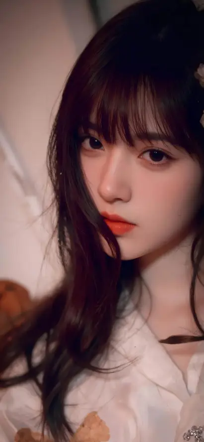 4k清新壁纸 - 红唇 - 美女 - 长发「哲风壁纸」