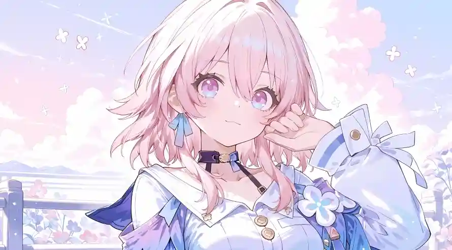 4k崩坏壁纸 - 粉发 - 三月七 - 二次元「哲风壁纸」