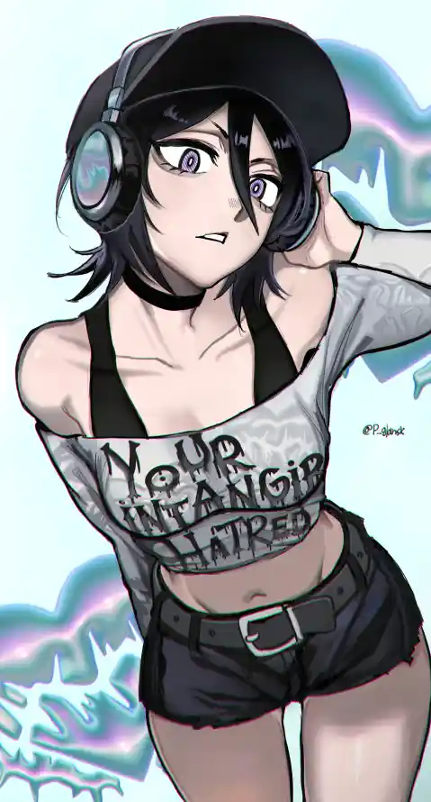 4k帽子壁纸 - 短裤 - 耳机 - 蓝色背景「哲风壁纸」