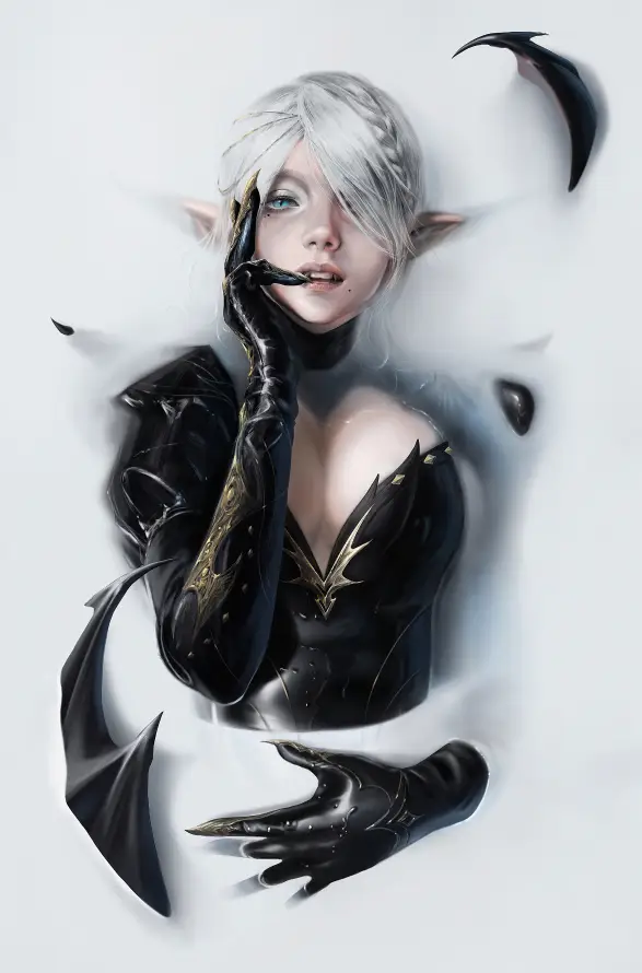 4k性感壁纸 - 精灵 - 银发 - 黑白「哲风壁纸」