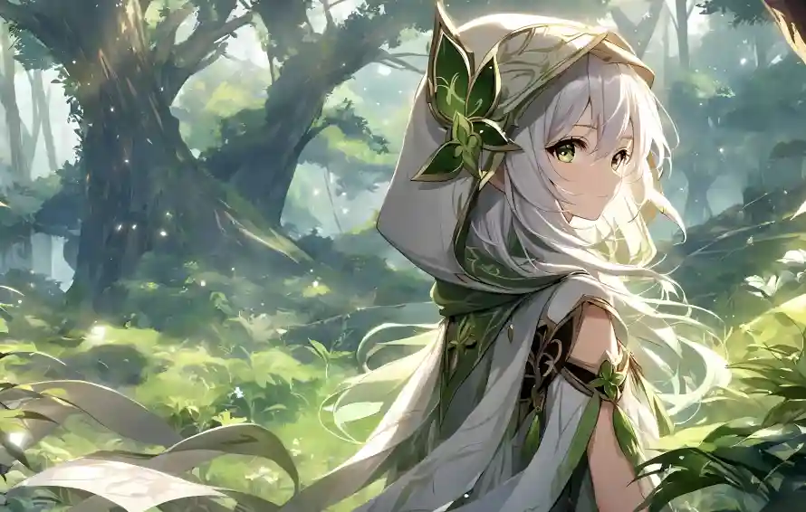 4k原神壁纸 - 斗篷 - 森林 - 白发「哲风壁纸」