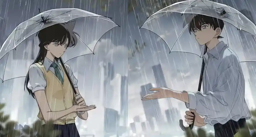 4k城市壁纸 - 情侣 - 雨伞 - 雨天「哲风壁纸」