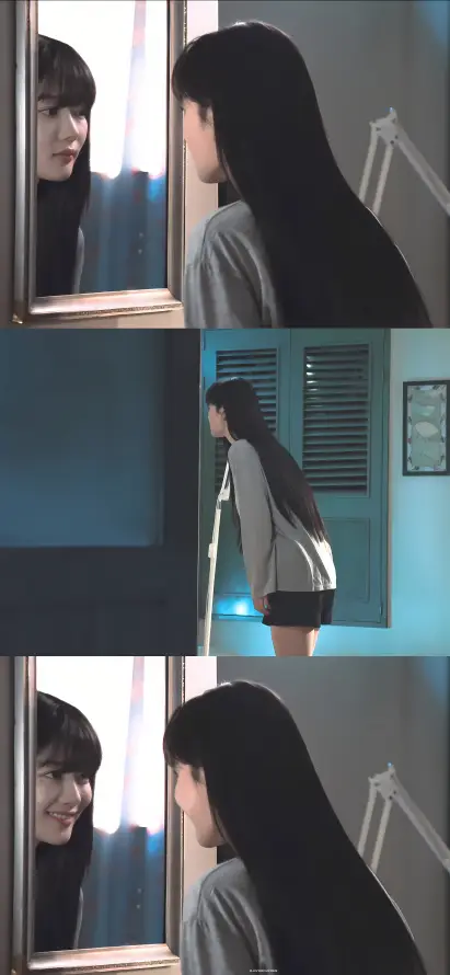 4k室内壁纸 - 镜子 - 长发 - 照镜子「哲风壁纸」