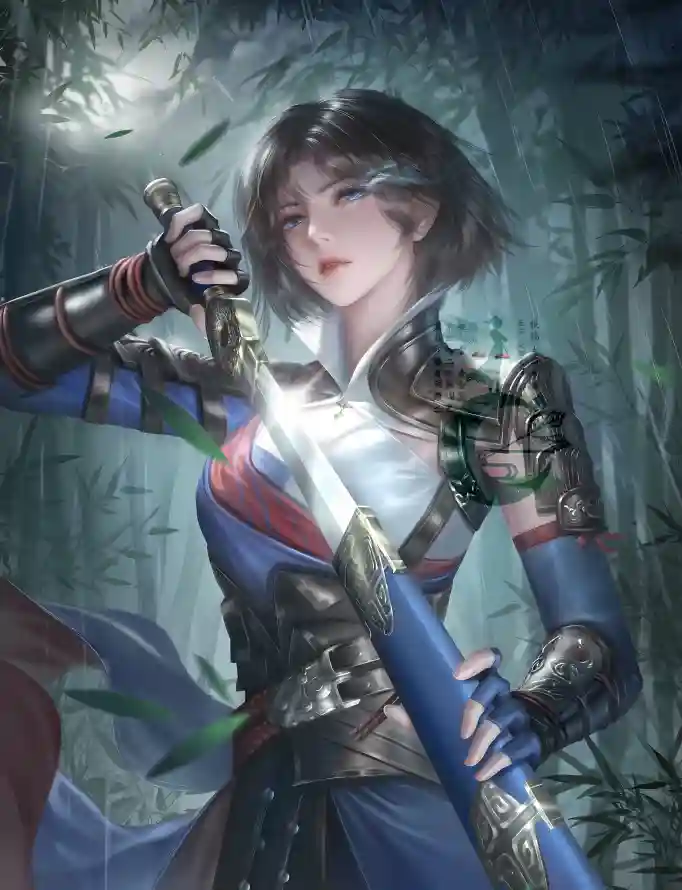 4k古风壁纸 - 持剑 - 竹林 - 铠甲「哲风壁纸」