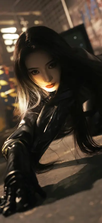 4k酷飒壁纸 - 氛围美女 - 真人美女 - 都市夜景「哲风壁纸」