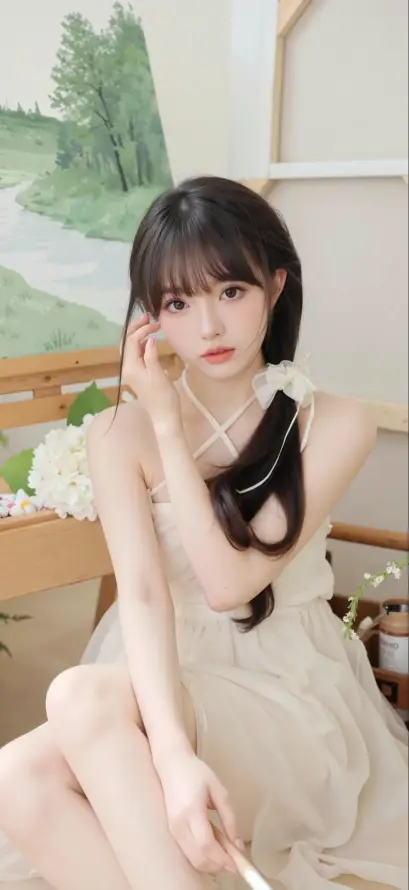 4k室内壁纸 - 清新 - 美女 - 花束「哲风壁纸」