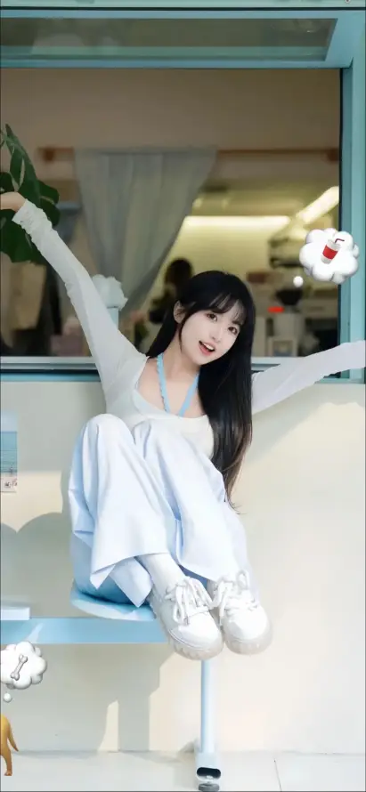 4k室内壁纸 - 清新 - 长发 - 白色穿搭「哲风壁纸」