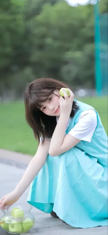 4k户外壁纸 - 清新 - 青苹果 - 真人美女「哲风壁纸」