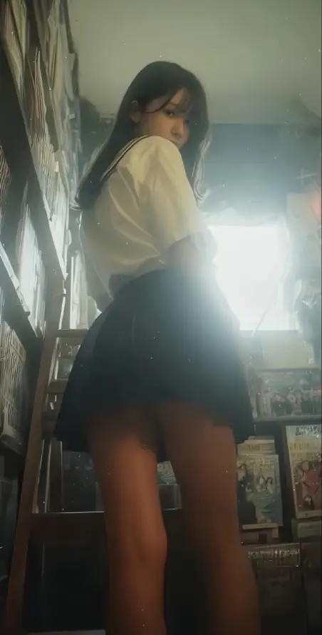 4k书架壁纸 - 漫画 - 美女 - 逆光「哲风壁纸」