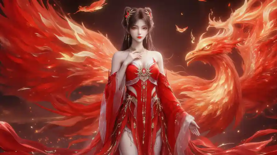 4k凤凰壁纸 - 古风 - 玄幻 - 红衣「哲风壁纸」