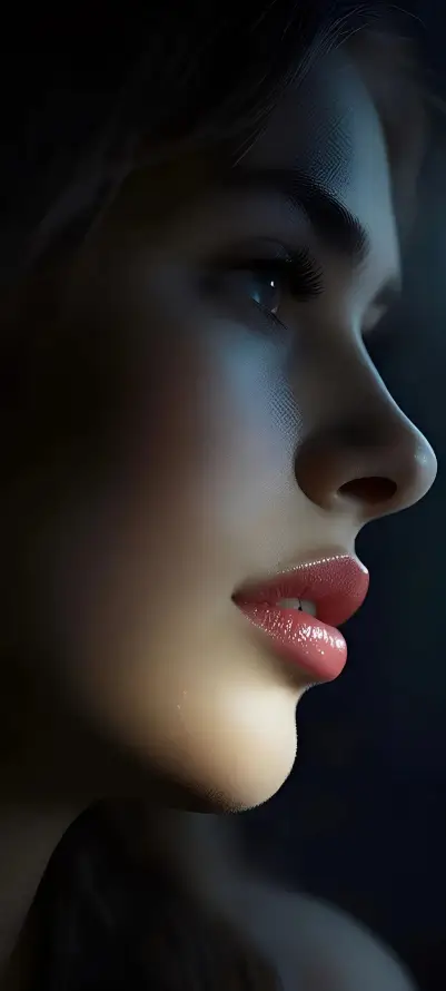 4k侧脸壁纸 - 美 - 光影 - 红唇「哲风壁纸」