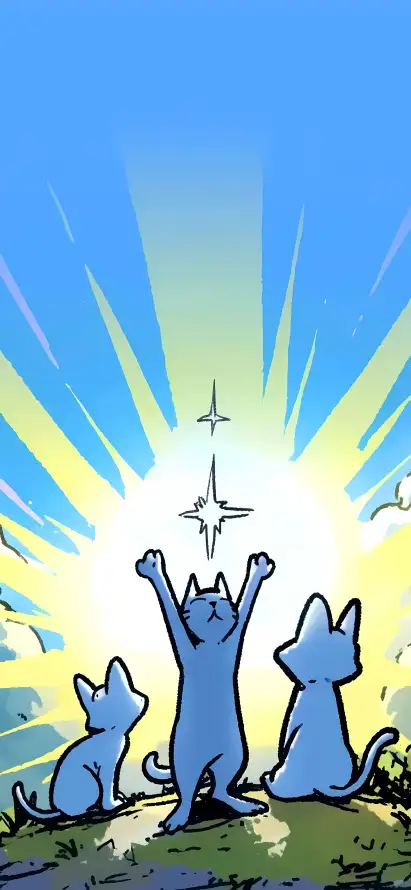 4k光芒壁纸 - 猫 - 卡通 - 可爱「哲风壁纸」