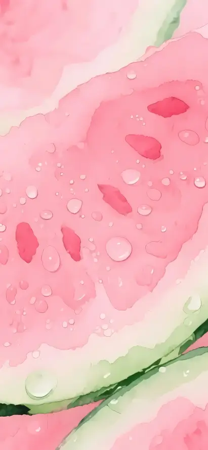 4k水果壁纸 - 水墨 - 粉色 - 西瓜「哲风壁纸」