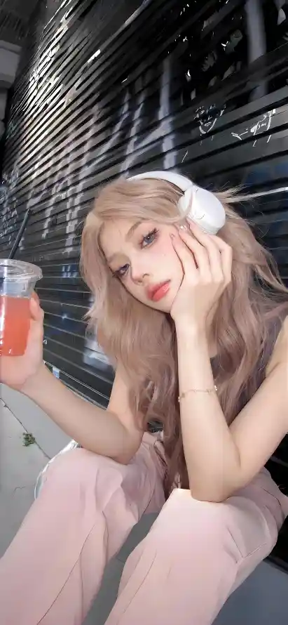 4k美女壁纸 - 耳机 - 饮料 - 街拍「哲风壁纸」