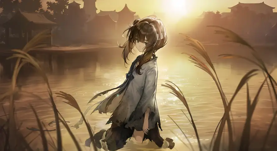 4k黄昏壁纸 - 古风 - 芦苇 - 水边「哲风壁纸」