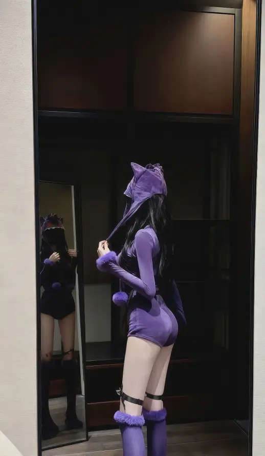 4k猫耳壁纸 - 紫色 - 迷人 - 镜子「哲风壁纸」