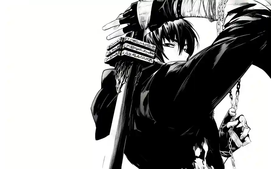 4k插画壁纸 - 剑 - 锁链 - 黑白「哲风壁纸」