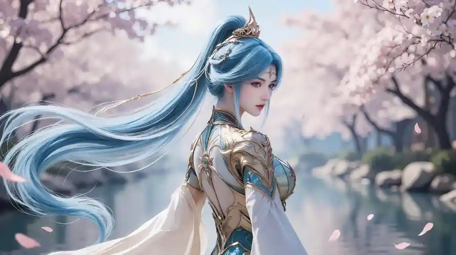 4k古风壁纸 - 樱花 - 河流 - 花瓣「哲风壁纸」